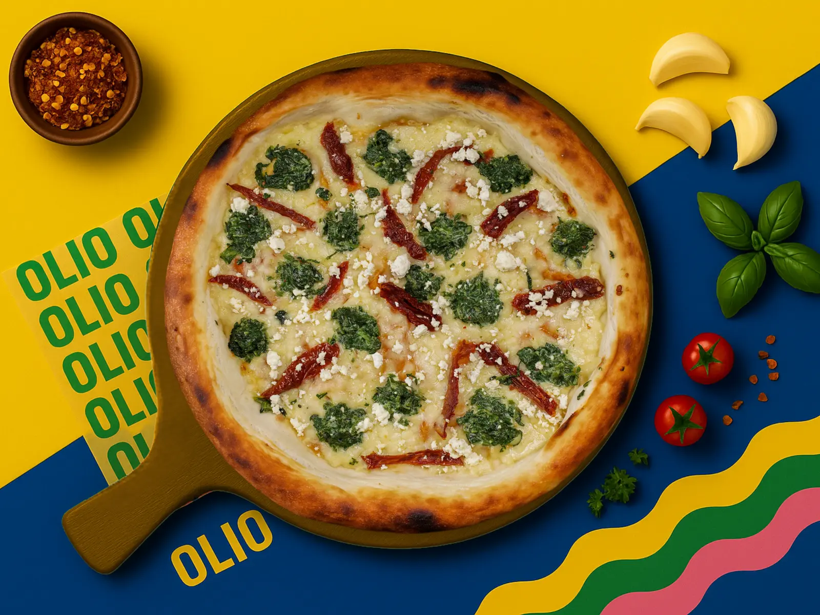 Creamy Spinach Popeye Pizza from OLIO Pizza