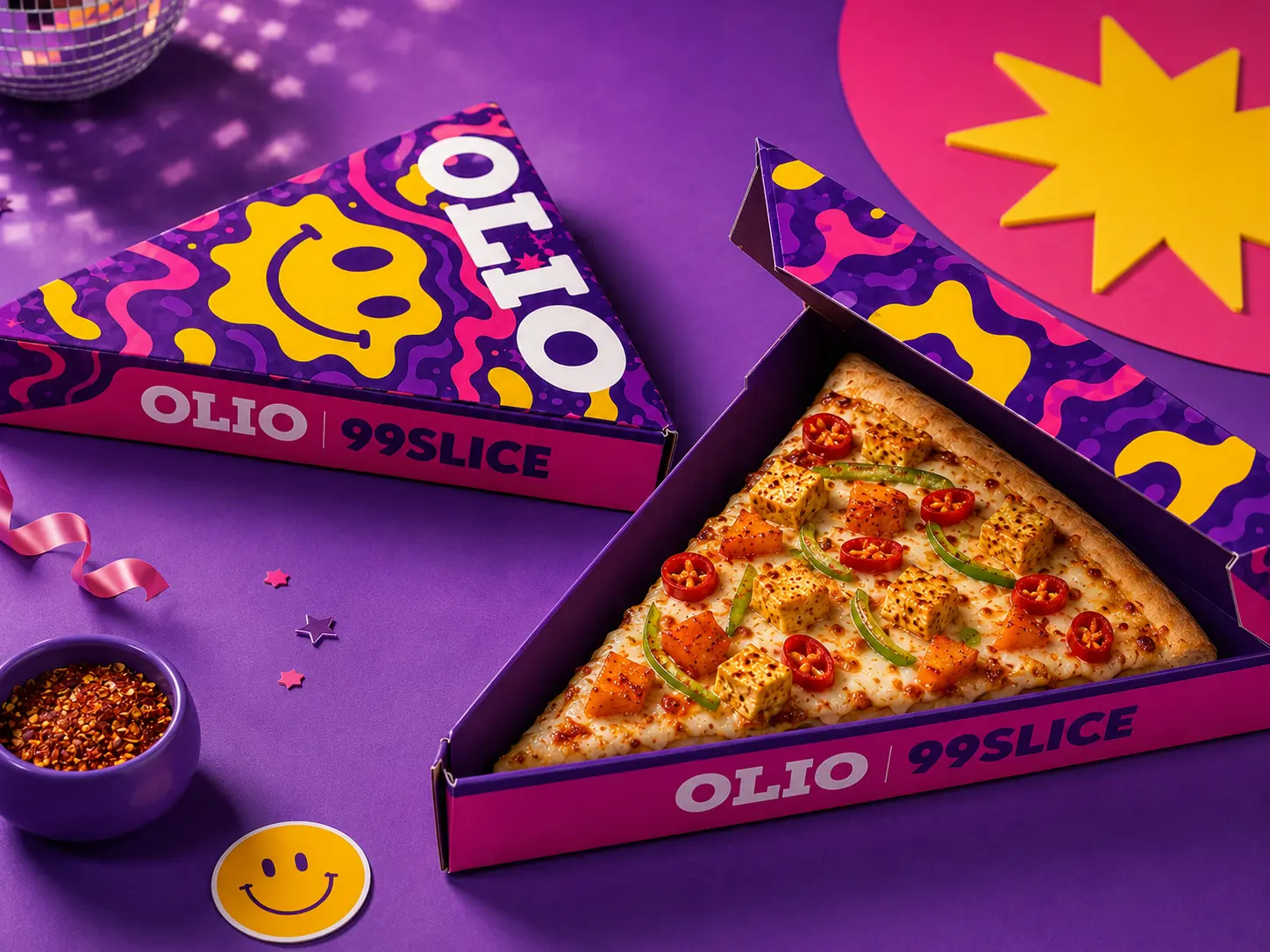 OLIO 99 Slice in its triangular purple box