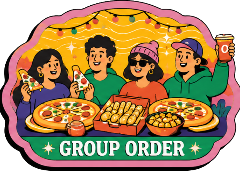 Group pizza order illustration